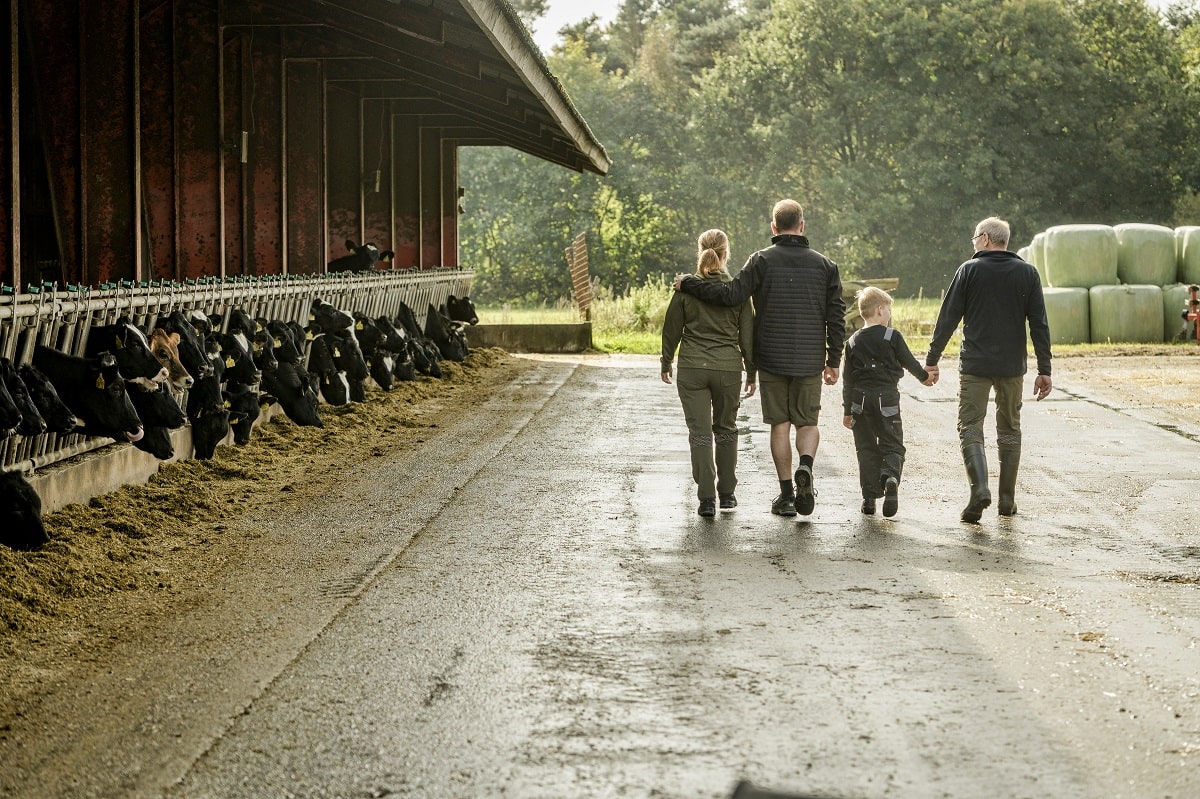 Rodzina spacerująca po gospodarstwie rolnym